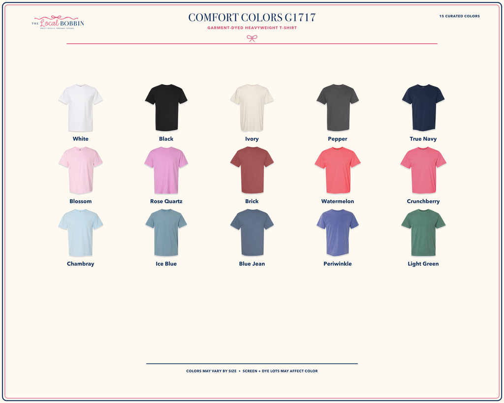 Curated Comfort Colors G1717 shirt color options