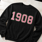 1908 faux chenille glitter crewneck sweatshirt folded flat lay