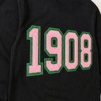 faux chenille glitter long sleeve embroidery close-up