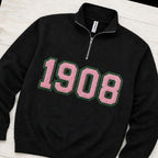 1908 faux chenille glitter quarter zip pullover folded flat lay