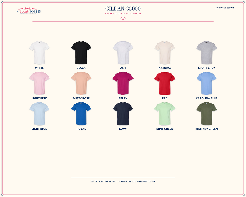 Curated Gildan G5000 shirt color options