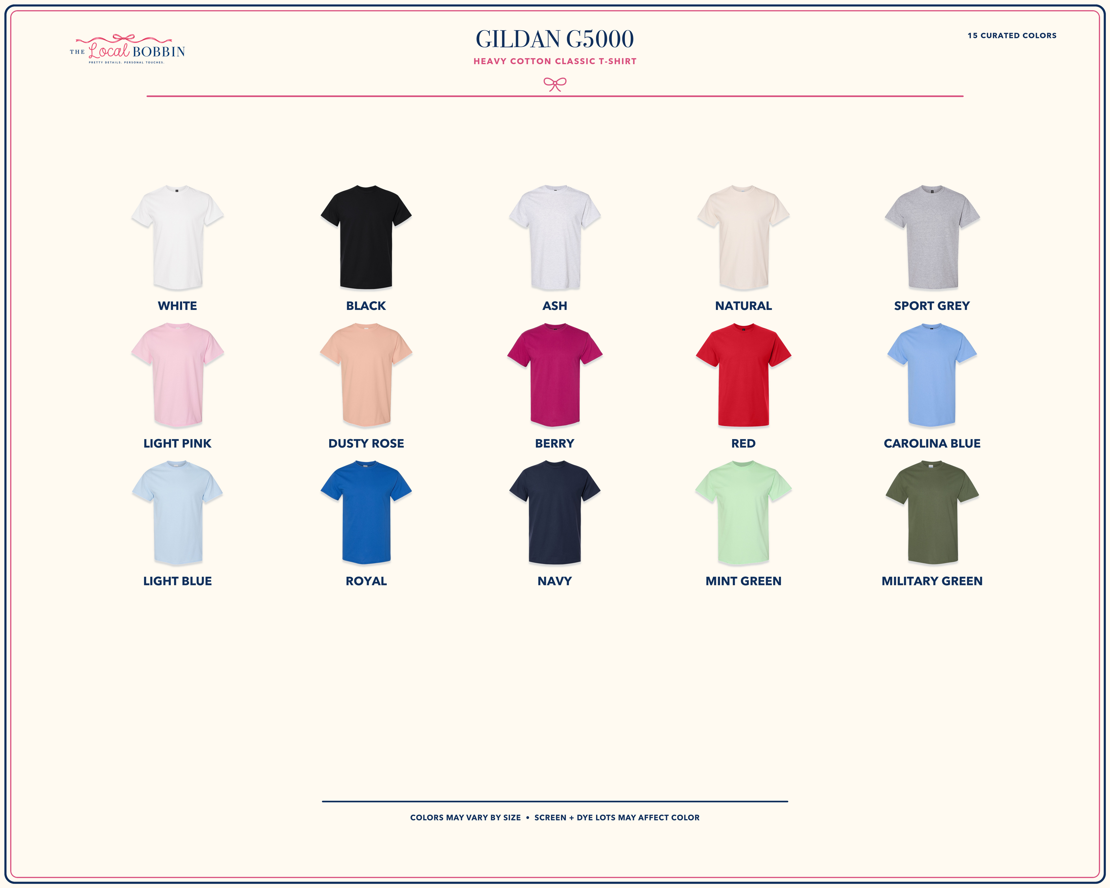 Curated Gildan G5000 shirt color options