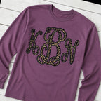 leopard vine monogram long sleeve styled flat lay