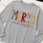 merry and bright long sleeve styled flat lay