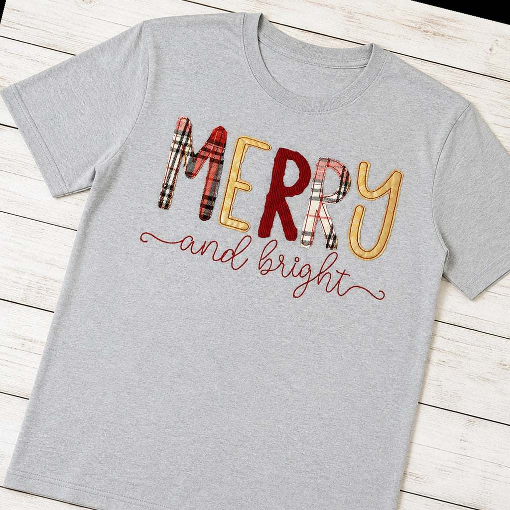 merry and bright short sleeve styled flat lay