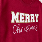 White & Gold Merry Christmas Sweatshirt. Shown in: Gildan • Cardinal Red.