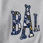 navy floral block monogram crewneck embroidery close-up