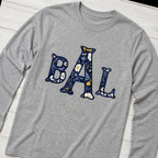 navy floral block monogram long sleeve styled flat lay