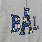 navy floral block monogram quarter zip embroidery close-up