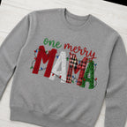one merry mama crewneck styled flat lay