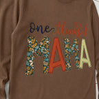 one thankful mama long sleeve embroidery close-up