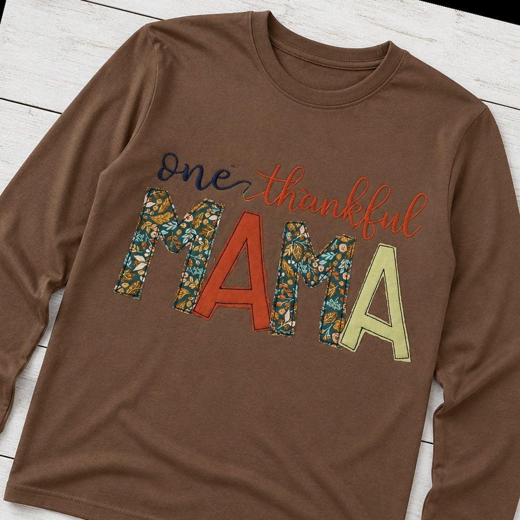 one thankful mama long sleeve styled flat lay