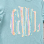 pastel stripe serif monogram long sleeve embroidery close-up
