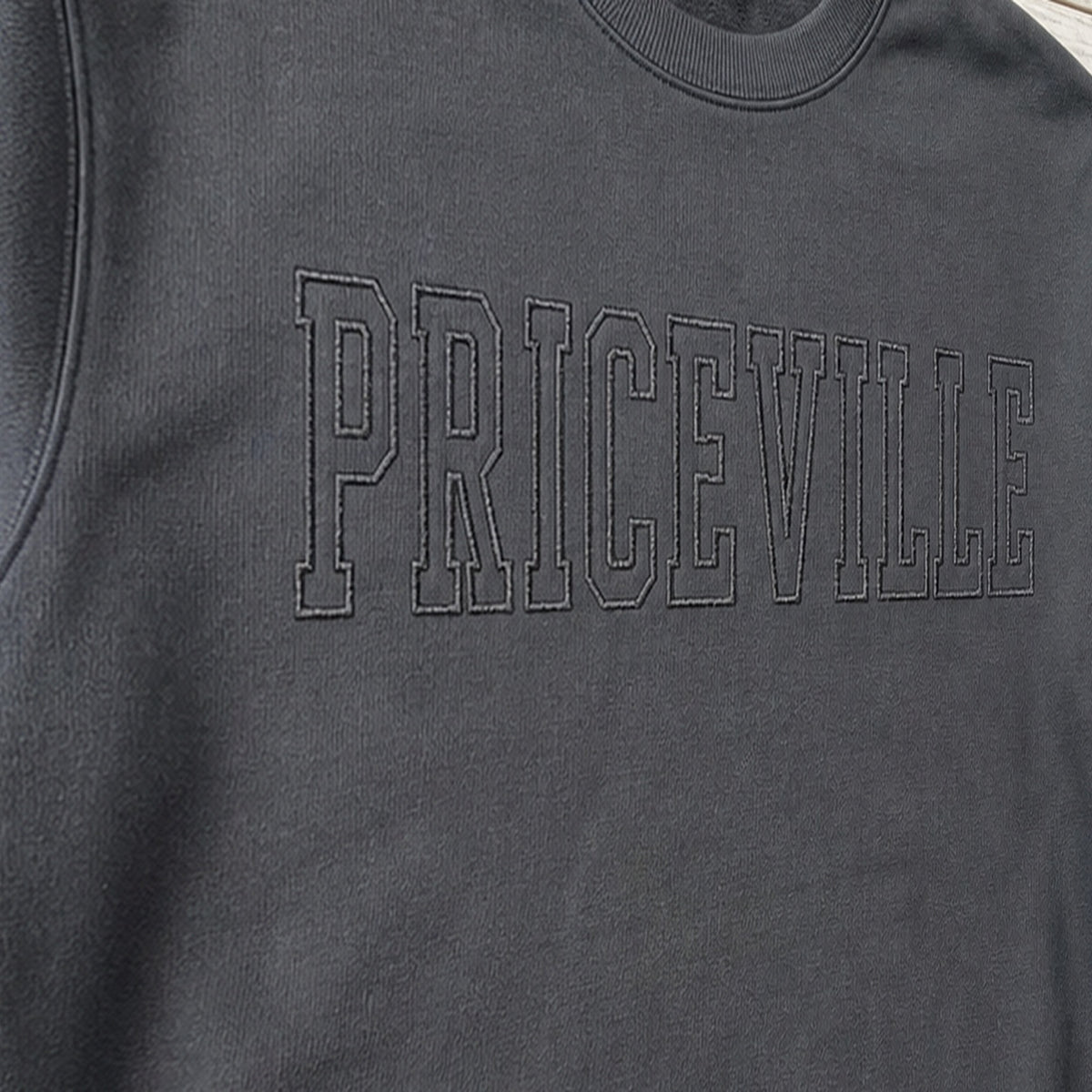 priceville tonal outline crewneck embroidery close-up