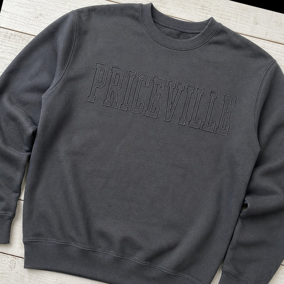 priceville tonal outline crewneck styled flat lay