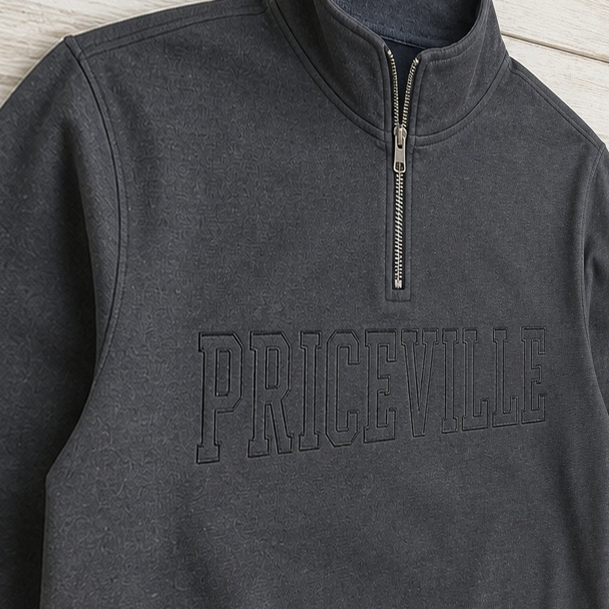 priceville tonal outline quarter zip embroidery close-up