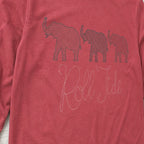 roll tide three elephants long sleeve embroidery close-up