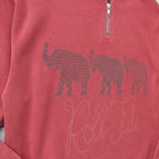 roll tide three elephants quarter zip embroidery close-up