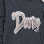 script glitter sequin long sleeve embroidery close-up
