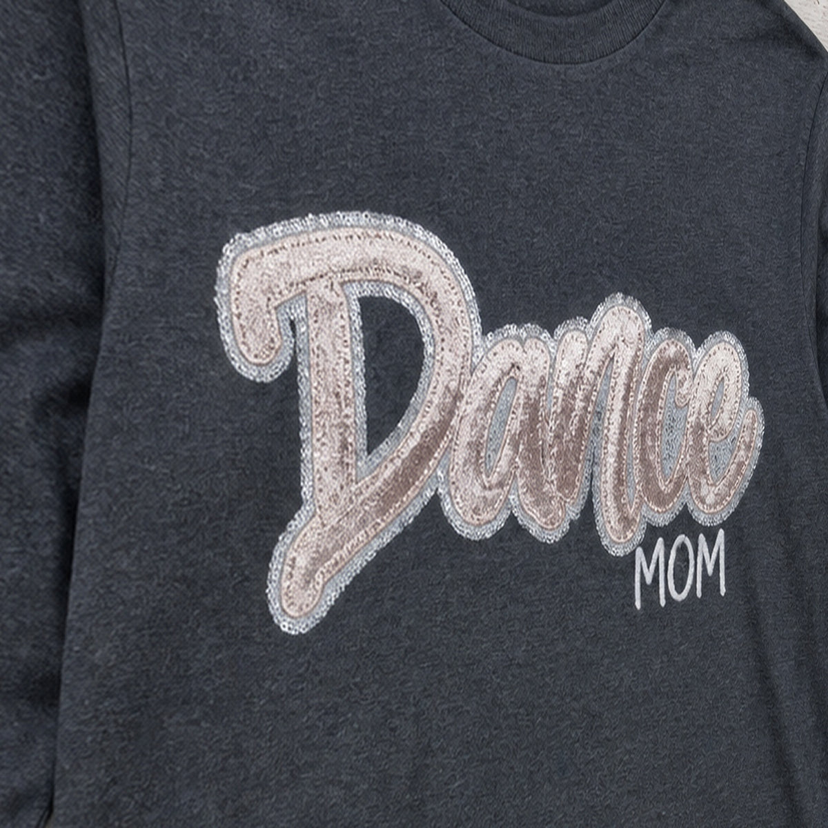 script glitter sequin long sleeve embroidery close-up