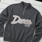 script glitter sequin quarter zip styled flat lay