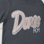 script glitter sequin short sleeve embroidery close-up