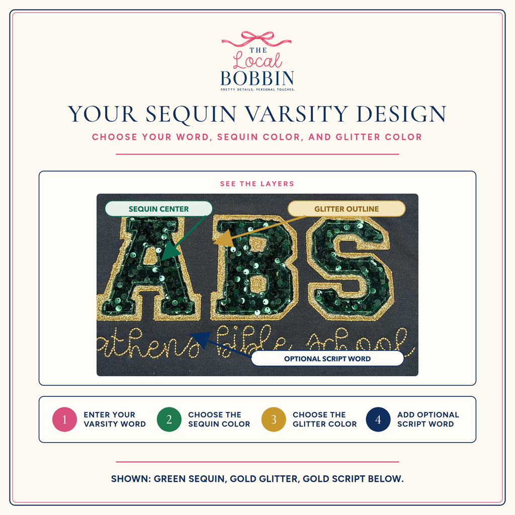 How to order a sequin varsity design