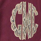 snakeskin scallop monogram crewneck embroidery close-up