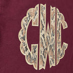 snakeskin scallop monogram long sleeve embroidery close-up