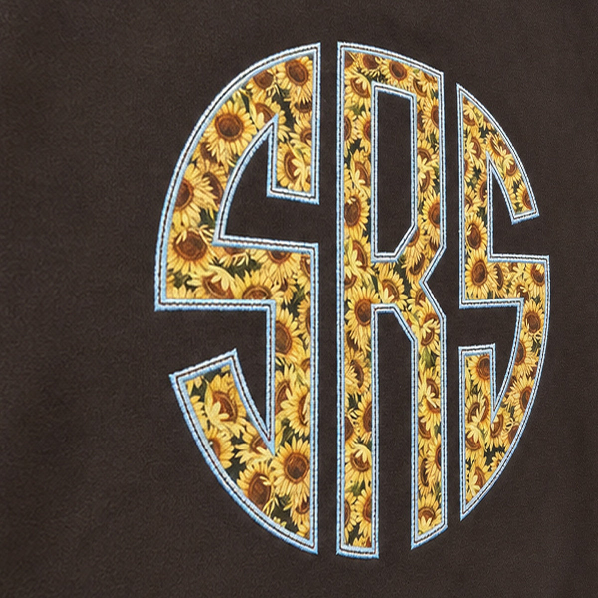 sunflower circle monogram crewneck embroidery close-up