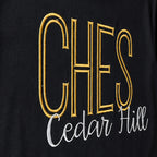 tall school initials script long sleeve embroidery close-up