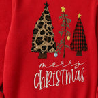 three christmas trees crewneck embroidery close-up