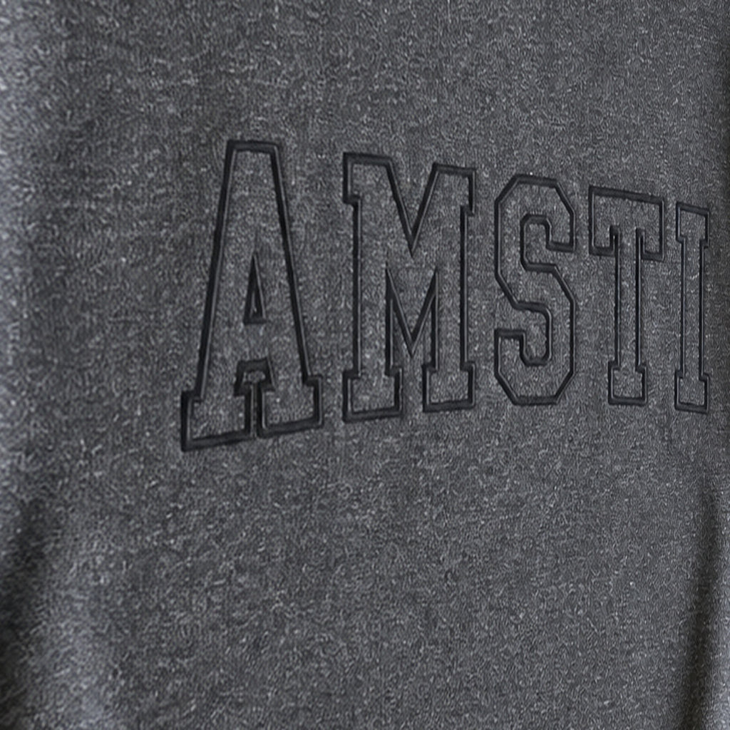 tonal block outline crewneck embroidery close-up