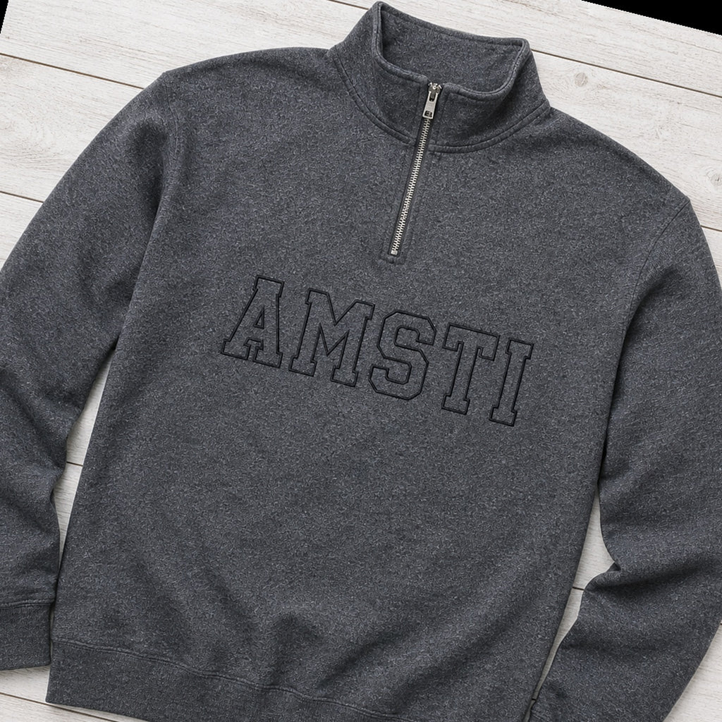 tonal block outline quarter zip styled flat lay