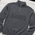 tonal block outline quarter zip styled flat lay