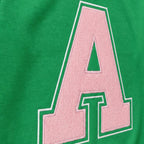varsity initial crewneck embroidery close-up