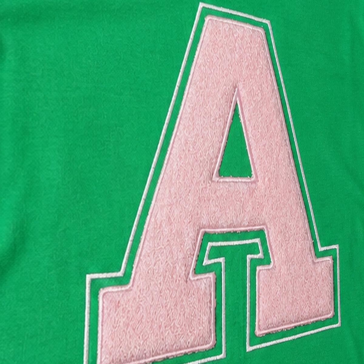 varsity initial short sleeve embroidery close-up