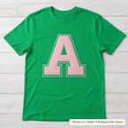 Varsity Initial Appliqué Tee. Shown in: Gildan • Antique Irish Green.