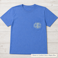 Vine Monogram Short-Sleeve Pocket Tee. Shown in: Comfort Colors • Mystic Blue.