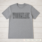 Tall Outline School Lettering Tee. Shown in: Gildan • Heather Graphite.