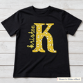 Bee Print Initial & Name Tee. Shown in: Gildan • Black.
