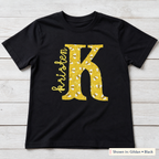 Bee Print Initial & Name Tee. Shown in: Gildan • Black.